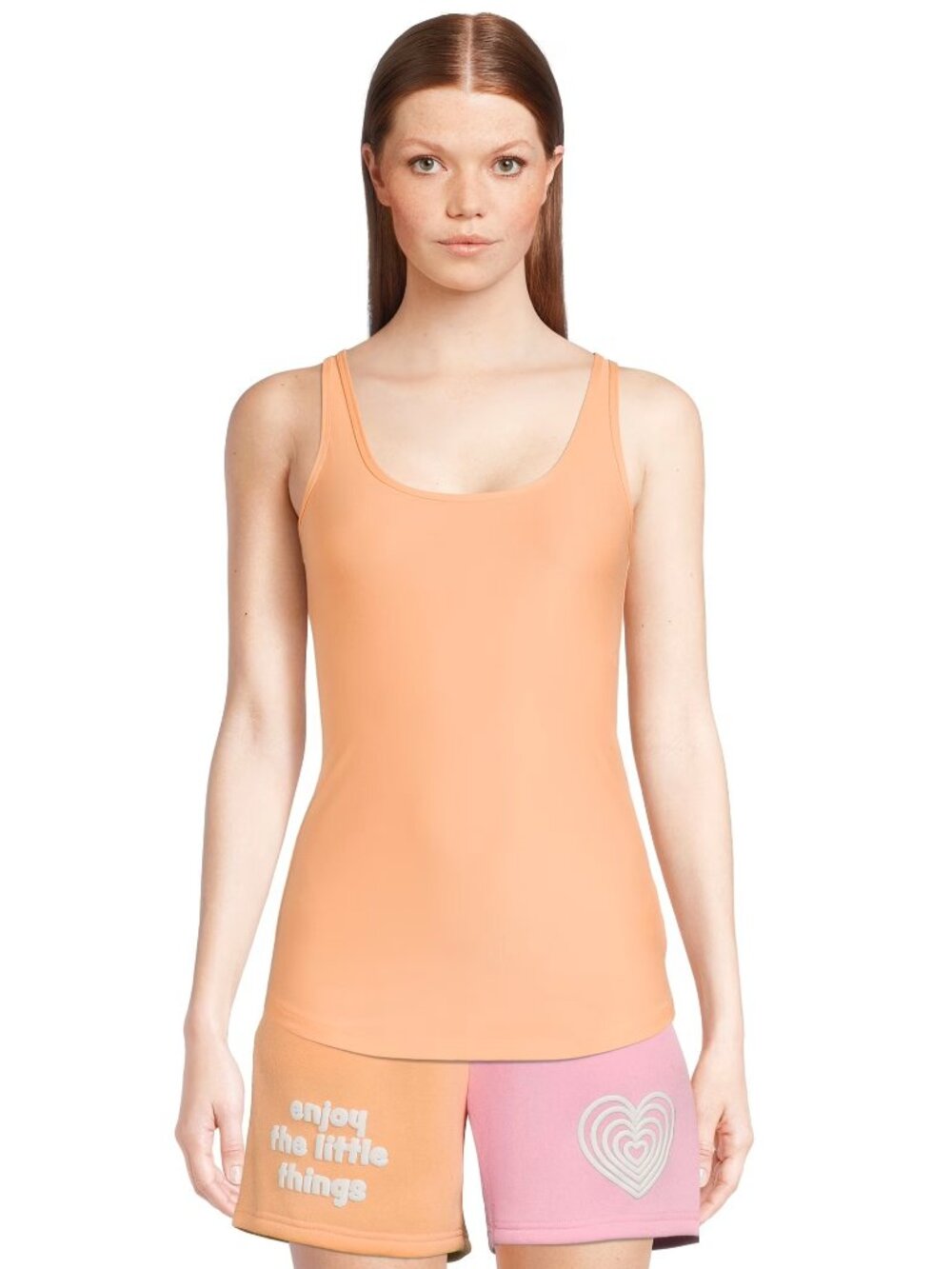 No Boundaries Juniors Scoop Neck Tank, color:  peach jelly